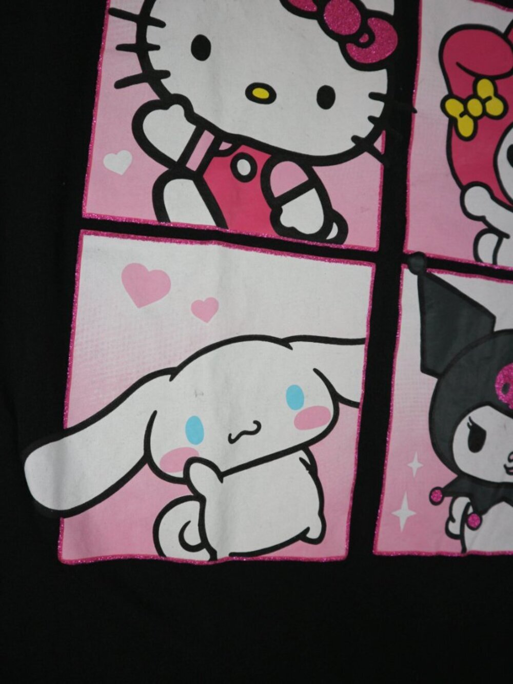 Hello Kitty and Friends Sanrio XS Black Tee Shirt My Melody Kuromi Cinnamoroll - Picture 3 of 9